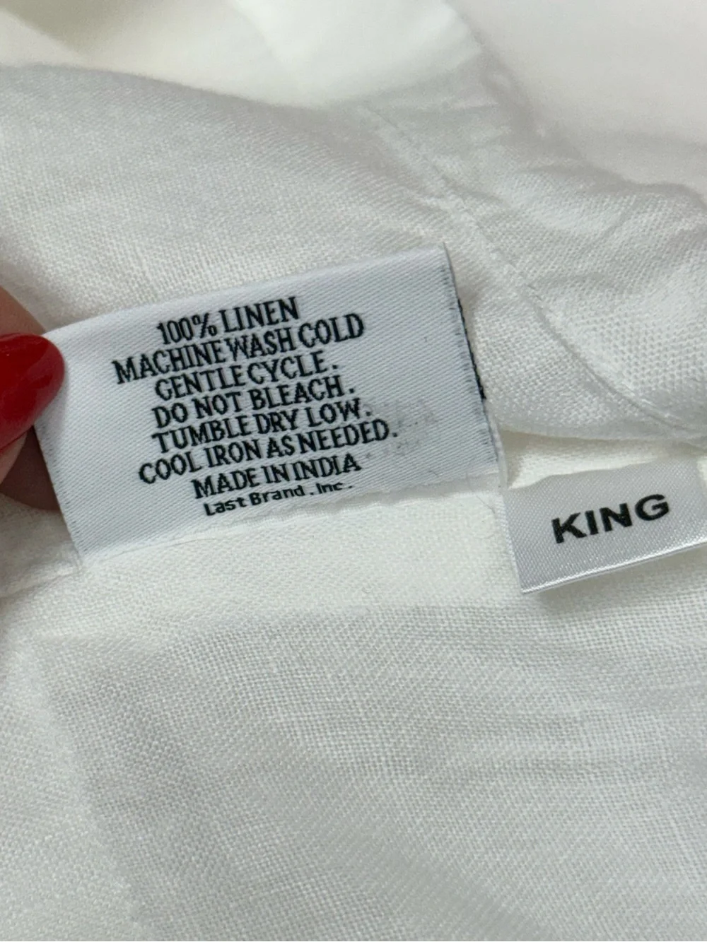 Quince White 100% Linen King Pillow Sham & Pillowcase Set
